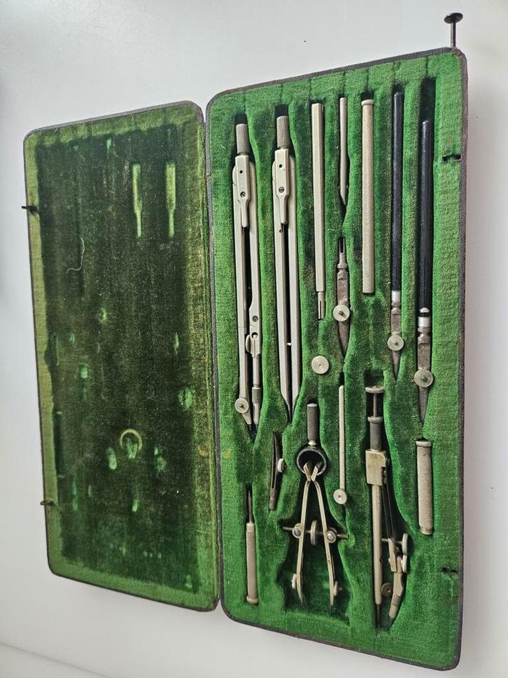 Complete Oude Passerdoos, Antiek en Kunst, Antiek | Gereedschap en Instrumenten, Ophalen of Verzenden