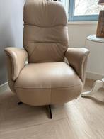 Bommel relax stoel - Beige Leer, Ophalen, Zo goed als nieuw, Leer, 75 tot 100 cm