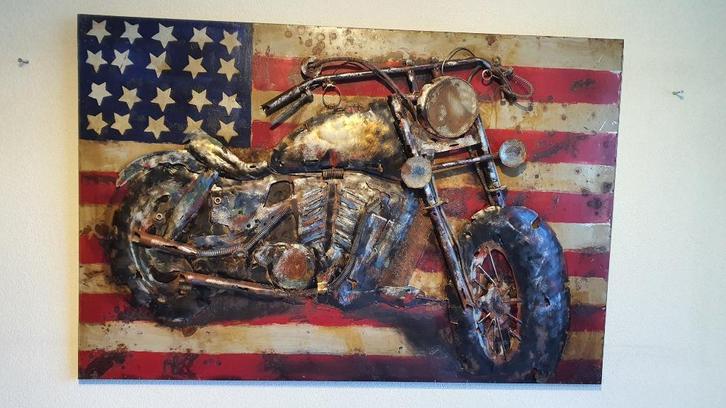 Stoer Route 66 , 3D metalen Schilderij , Motor Vintage style, Huis en Inrichting, Woonaccessoires | Schilderijen, Tekeningen en Foto's