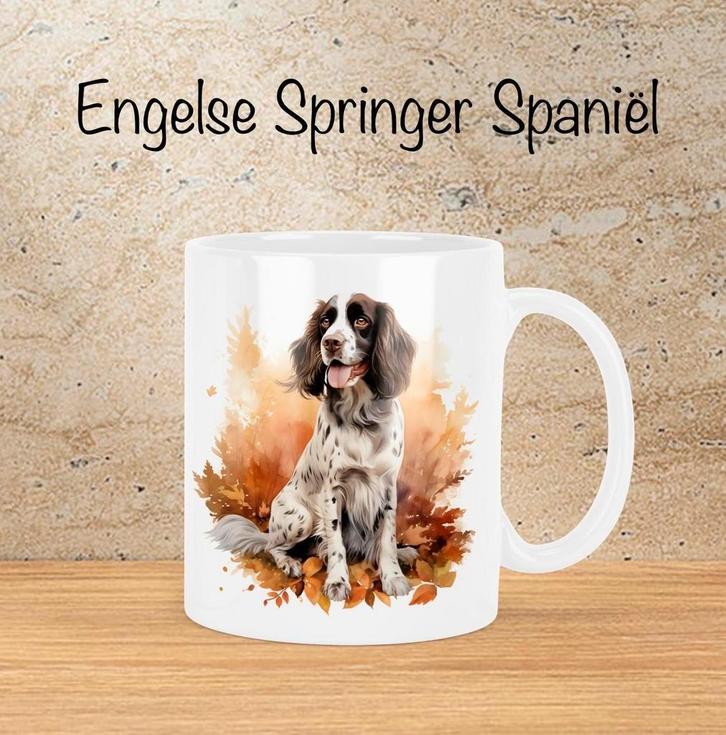 Engelse Springer Spaniël Herfstmok, Huis en Inrichting, Keuken | Servies, Nieuw, Kop(pen) en/of Schotel(s), Overige stijlen, Ophalen of Verzenden