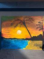 Schilderij met zonsondergang en palmbomen, Ophalen