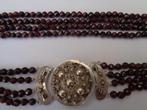 Granaten rouwcollier met zilveren slot, Sieraden, Tassen en Uiterlijk, Antieke sieraden, Verzenden, Zilver, Ketting, Met edelsteen