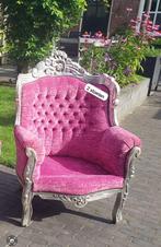 Twee roze zilveren fauteuils, Ophalen, Gebruikt, Minder dan 75 cm, 50 tot 75 cm