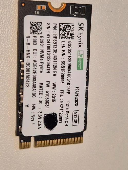 SK Hynix BC901 512GB Nvme SSD 2242 Gen 4 x4, Computers en Software, Harde schijven, Gebruikt, Laptop, Intern, SSD, Overige aansluitingen