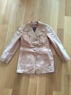 Vintage leren jas leer dames beige Maat S merk Luffa, Ophalen of Verzenden, Beige