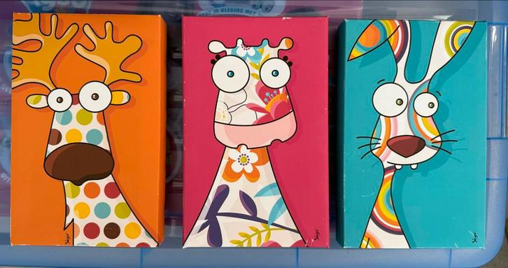 3 Ségo Kinderkamer Schilderijtjes, Huis en Inrichting, Woonaccessoires | Schilderijen, Tekeningen en Foto's, Gebruikt, Schilderij