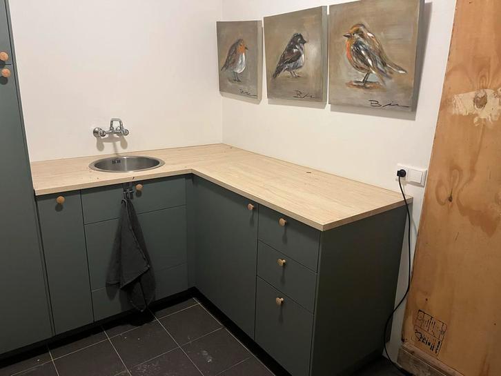 IKEA Method Bijkeuken Hoek met Wasbak - Grijsgroen, Huis en Inrichting, Keuken | Complete keukens, Gebruikt, Hoekkeuken, Groen