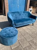 Bank, donkerblauw velours, 2,5 zits, Huis en Inrichting, Ophalen, 150 tot 200 cm, Tweepersoons, 75 tot 100 cm
