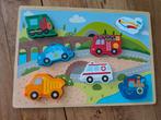 Houten vormpuzzel voertuigen, Ophalen of Verzenden, Zo goed als nieuw, Van hout, Minder dan 10 stukjes