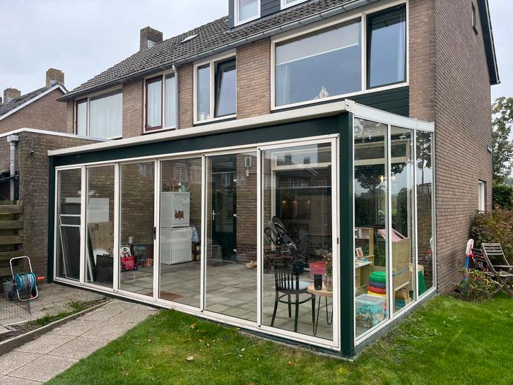 Serre 6,2x3,5 meter, gesloten overkappen met schuifdeuren, Tuin en Terras, Overkappingen, Gebruikt, Serre, Ophalen
