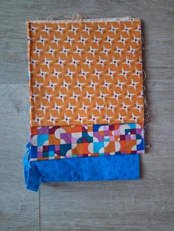 Quilt stof retro print oranje paars blauw beschikbaar voor biedingen