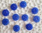 Vintage Boheemse glasknopen nr H1084 saffierblauw, Verzenden, Zo goed als nieuw, Knoop of Knopen