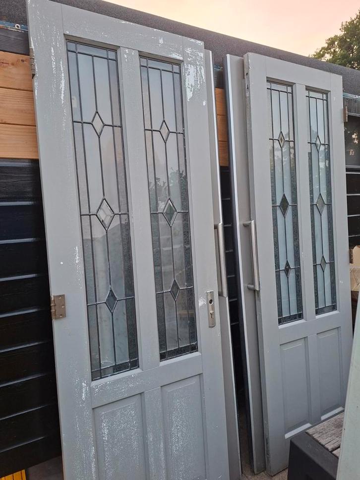 Glas in Lood Deuren /openslaande deuren- 230 h x78 b  cm, Doe-het-zelf en Verbouw, Deuren en Horren, Gebruikt, Binnendeur, 200 tot 215 cm