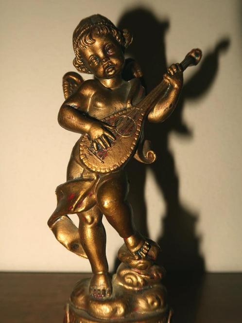 vintage engel cherubijn met mandoline Depose Italy Fontanini, Verzamelen, Beelden en Beeldjes, Zo goed als nieuw, Religie, Verzenden