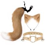 Bruine Vossenstaart Oren En Halsband Furry Fursuit Staart, Hobby en Vrije tijd, Verzenden, Nieuw