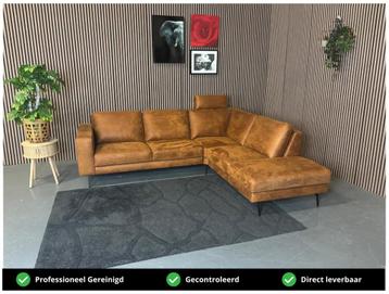 GRATIS LEVERING Hoekbank Cognac 260x225 REFURBISHED beschikbaar voor biedingen