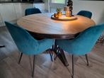Mooie ronde tafel  blank hout en zwarte poot, Huis en Inrichting, Tafels | Eettafels, Rond, Ophalen of Verzenden, Zo goed als nieuw