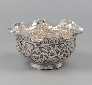 Antiek Anglo-Indian zilveren kommetje, Kutch 1900 koloniaal beschikbaar voor biedingen