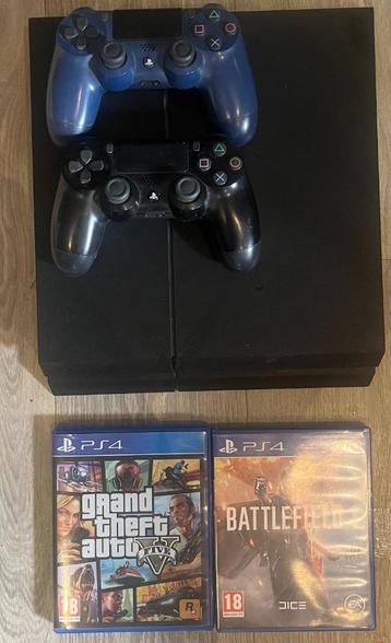 Playstation 4 (PS4) + 2  controllers + GTA V + Battlefield 1 beschikbaar voor biedingen