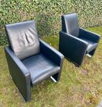2 Jori verstelbare fauteuils, zwart leer, Huis en Inrichting, Fauteuils, Ophalen, Gebruikt, Minder dan 75 cm, Leer