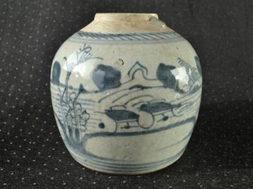 Antieke Chinese Gemberpot, blauw meerlandschap– China 1800's beschikbaar voor biedingen