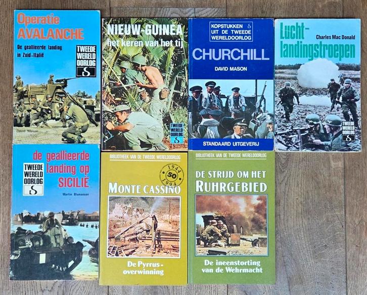 een collectie van zeven boeken, allemaal gerelateerd aan de, Boeken, Oorlog en Militair, Zo goed als nieuw, Tweede Wereldoorlog
