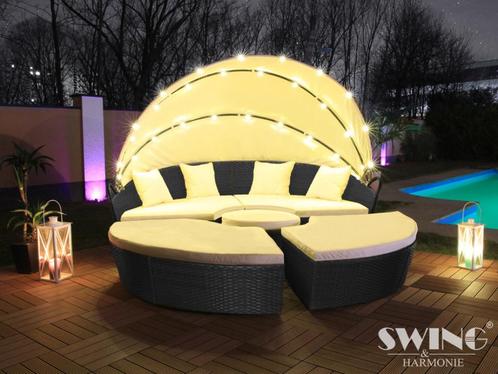 XXL Led-Zonneeiland / loveseat / loungebed.polyrotan. Ø 210m, Tuin en Terras, Tuinmeubel-accessoires, Nieuw, Ophalen of Verzenden