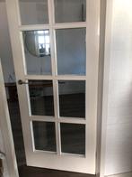 Woonkamerdeur met geslepen glas - linksdraaiend, Doe-het-zelf en Verbouw, Deuren en Horren, Gebruikt, 80 tot 100 cm, Binnendeur