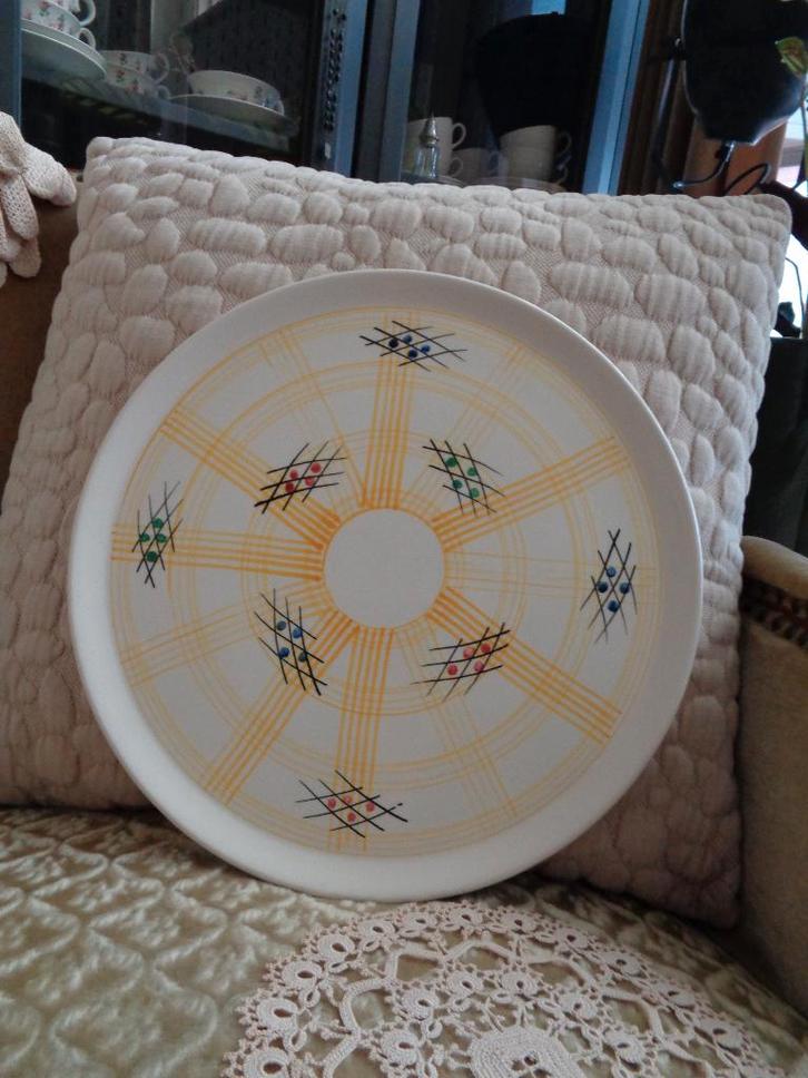 Brocante Taartschaal Zell Am Harmersbach ** Mimosa **, Antiek en Kunst, Antiek | Schalen, Ophalen of Verzenden