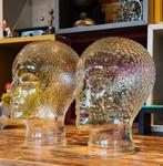 Vintage Transparante Glazen Hoofden Set, Ophalen