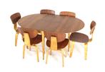 Cees Braakman Pastoe eetset TB35 tafel  6 SB02 stoelen vinta, Gebruikt, -, -, 4 tot 6 stoelen