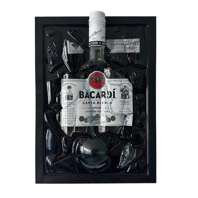 Bacardi broken bottle art, Antiek en Kunst, Kunst | Schilderijen | Modern, Ophalen of Verzenden