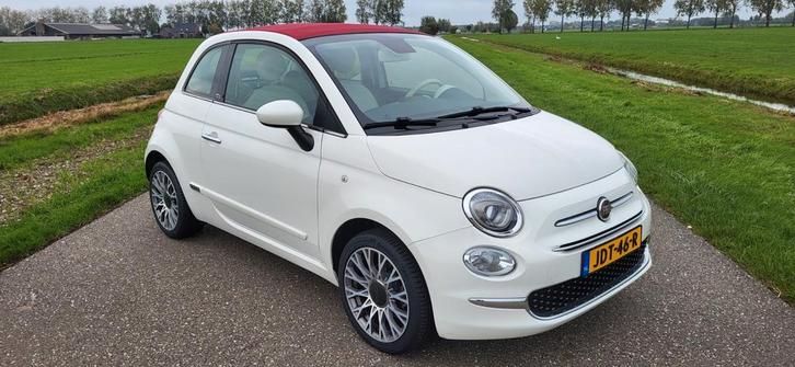Fiat 500 C  Cabrio 1.2 70pk 2019 Wit/ Rood Pdc Groot scherm, Auto's, Fiat, Bedrijf, 500C, ABS, Airbags, Airconditioning, Android Auto