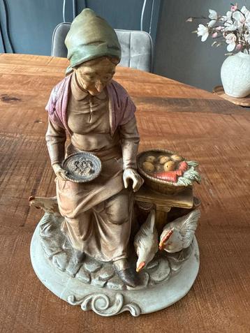 Retro Beeldje Vrouw met Kippen - Jaren '50/'60 beschikbaar voor biedingen