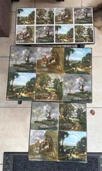 Vintage set van 3 smeedijzeren tafels met Hollandse tegels, Ophalen of Verzenden, Gebruikt, Rechthoekig, Minder dan 55 cm