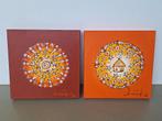 paar 2st schilderijen met Afrikaanse motiefen 30x30cm, Ophalen of Verzenden
