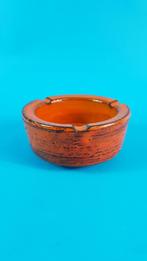 Vintage Fat Lava asbak, rond oranje, aardewerk. 6B8