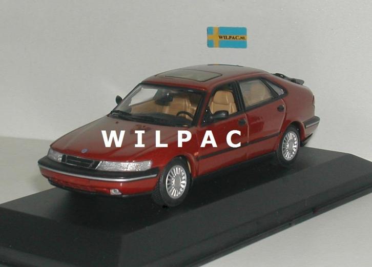Minichamps. Saab 900 saloon aubergine metallic 1995 in 1:43., Hobby en Vrije tijd, Modelauto's | 1:43, Nieuw, Auto, Overige merken