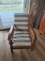 Authentieke rookstoel met houten frame, Ophalen, Gebruikt, Klassiek, 75 tot 100 cm