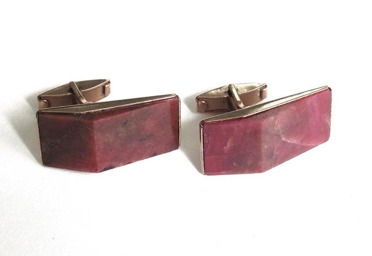 Zilveren 875 vergulde manchetknopen met jaspis, USSR 1973., Sieraden, Tassen en Uiterlijk, Manchetknopen, Zilver, Verguld, Ophalen of Verzenden