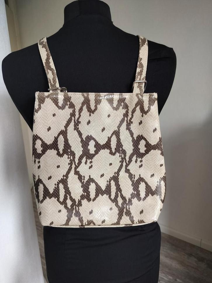 Vintage '90 rugtas met slangenprint, Sieraden, Tassen en Uiterlijk, Tassen | Damestassen, Zo goed als nieuw, Ophalen of Verzenden