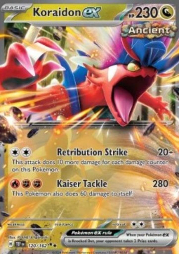 Koraidon ex #120 - TEF -Temporal Forces, Hobby en Vrije tijd, Verzamelkaartspellen | Pokémon, Zo goed als nieuw, Verzenden