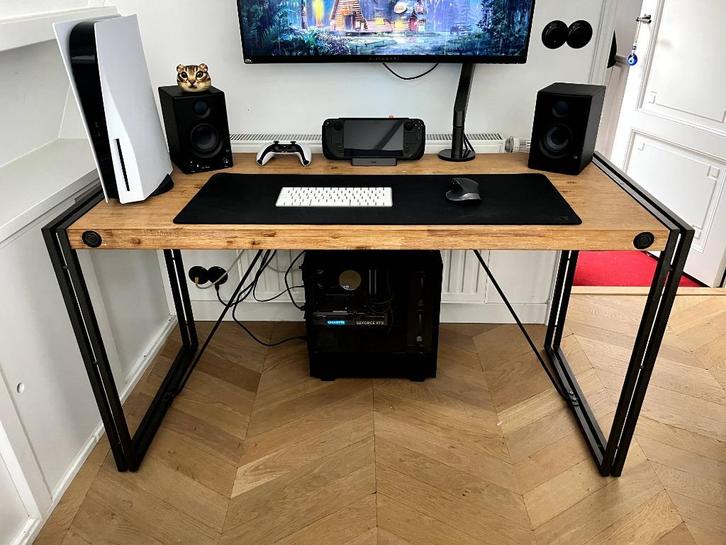 Office Desk MANCHESTER - Solid Acacia Wood & Metal, Huis en Inrichting, Bureaus, Zo goed als nieuw, Bureau, Ophalen