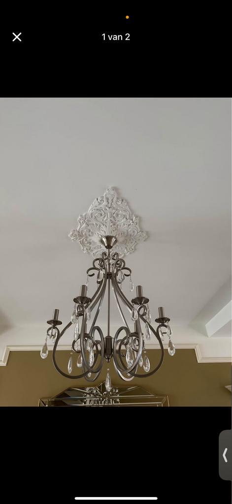 Collectione Kroonluchter | Nickel Satin | Ø65 x 90h, Huis en Inrichting, Lampen | Kroonluchters, Zo goed als nieuw, Ophalen