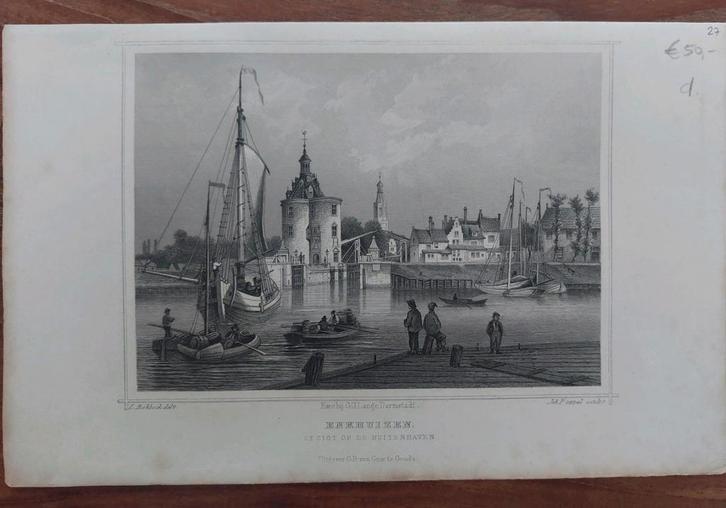 27 / Enkhuizen de Buitenhaven - Staalgravure uit 1860 Terwen, Antiek en Kunst, Kunst | Etsen en Gravures, Ophalen of Verzenden