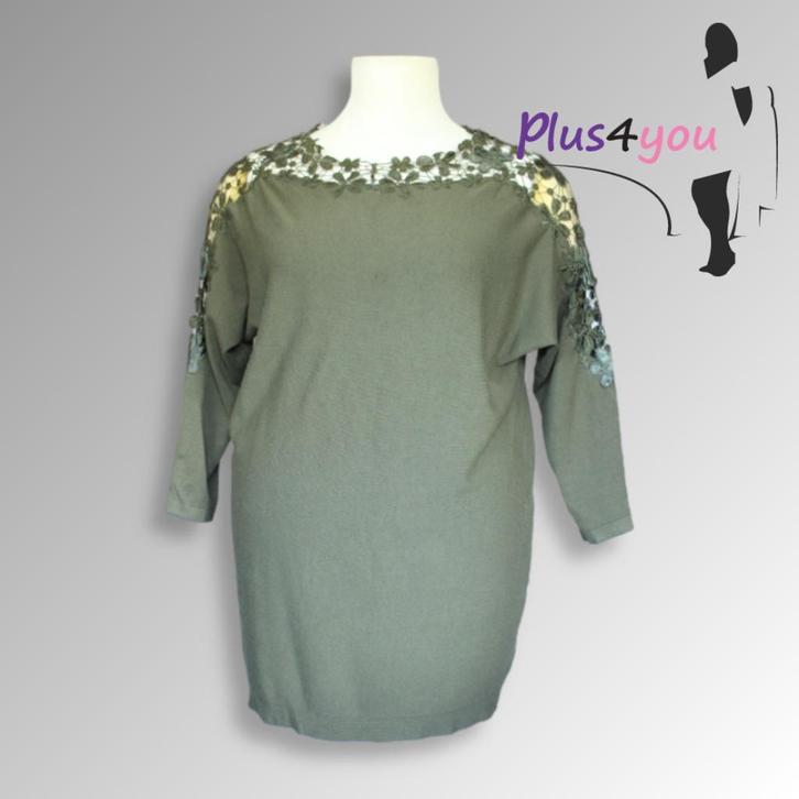 30516 Lange trui  mt 50  I21, Kleding | Dames, Grote Maten, Gedragen, Trui of Vest, Groen, Ophalen of Verzenden