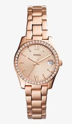 FOSSIL v352 Scarlette horloge rose goud met strass, Staal, Staal, Fossil, Polshorloge