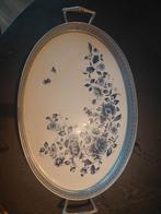 Dienblad edeltin met delfsblauwe tegel, Ophalen of Verzenden