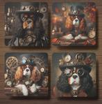 Cavalier King Charles Steampunk onderzetters met houder, Ophalen of Verzenden, Nieuw, Glas of Kopje