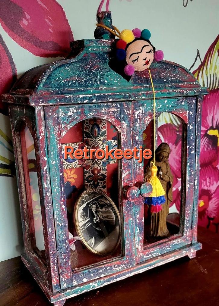 Mexicaans/Herdenkingskastje/Gedenkkastje/Altaartje, Antiek en Kunst, Curiosa en Brocante, Ophalen of Verzenden